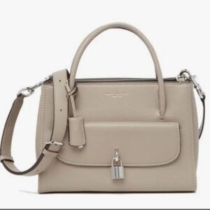 LOCK THAT LEATHER LIGHT GRAY FUNCTIONAL CROSSBODY SATCHEL